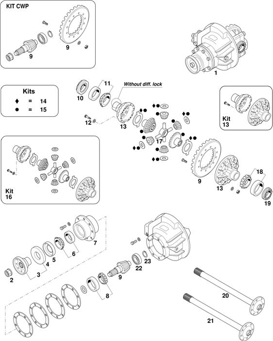 Схема Iveco-30 — Axles Eurocargo Rockwell 125E (w/out diff.lock): 100E15 / 100E18 / 100E21