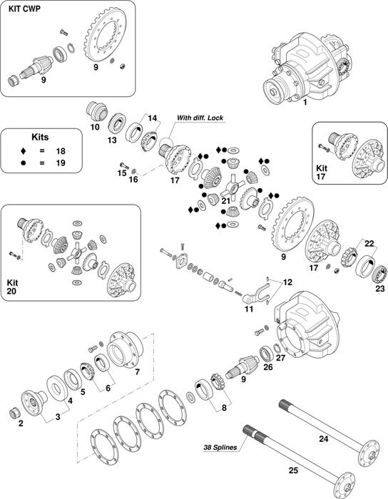 Схема Iveco-30 — Axles Eurocargo Rockwell 127E (with diff.lock): 120E15/18/23 / 120EL15/18/21 / TECTOR 120E17 / 120E21