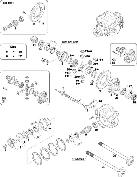 Схема Iveco-30 — Axles Eurocargo Rockwell 130E (with diff.lock): 120E15/15H/18/18H/21H/23 / 130E15/18/23 / 260E23 / TECTOR 130E18 / 130E24