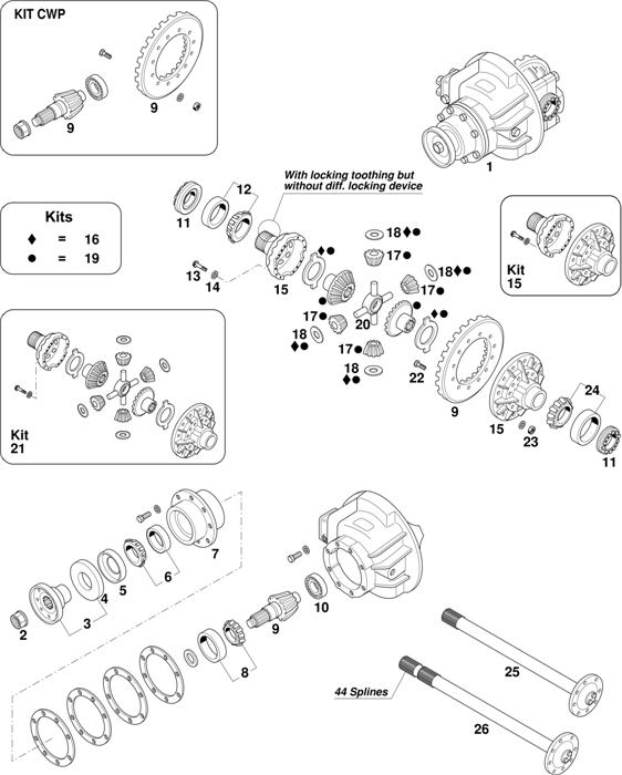 Схема Iveco-30 — Axles Eurocargo Rockwell 130E (w/out diff.lock): 130E18 / 150E15 / 150E18 / 150E23