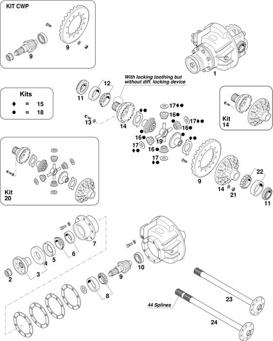 Схема Iveco-30 — Axles Eurocargo Rockwell 140E (w/out diff.lock): 150E15 / 150E18 / 150E23 / 170E23 / 280E23 / TECTOR 150E18