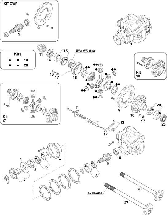 Схема Iveco-30 — Axles Eurocargo Rockwell 153E (with diff.lock): 150E27 / 170E15/18/23/27 / 320E27