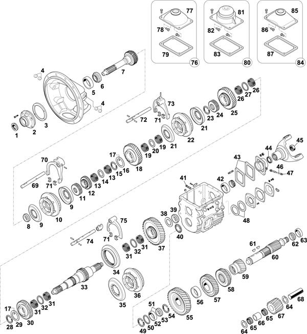 Схема Fuller-35 — GEARBOX - MID RANGE 5 SPEEDS: FS-6205A / FS-6205B / FS-6305A / FS-6305B