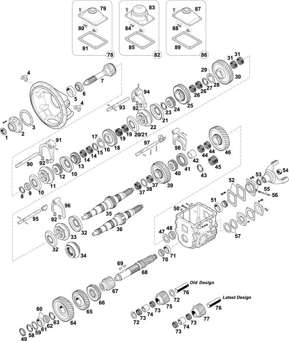 Схема Fuller-35 — GEARBOX - MID RANGE 6 SPEEDS: FS-5106A / FS-5306A / FS-5406A / FS-6206A / FS-6306A / FSB-5406B / FS-6406A / FSO-6406A / FSB-6406B / FSO-8406A