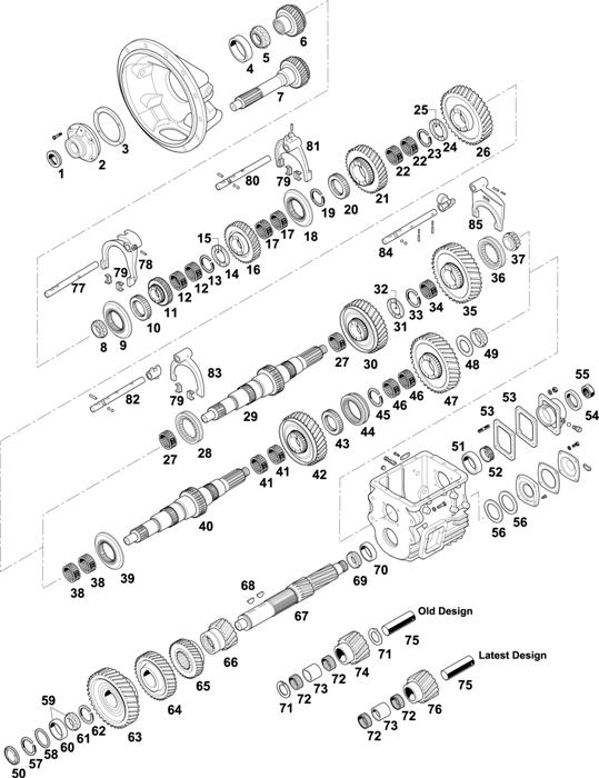 Схема Fuller-35 — GEARBOX - MID RANGE 6 SPEEDS: EH-6E706B-CD / EH-8E306A-UP / FO-5406B-DM3 / FO-6406A-ASX / FO-6406B-DM3 / FO-8406A-ASX / F-5405B-DM3 / F-6405B-DM3