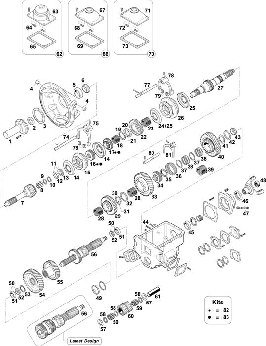 Схема Fuller-35 — GEARBOX - MID RANGE 5 SPEEDS: FS-5005A / FS-5005B / FS-5005C / FS-5205A / FS-5205B / FS-5205C