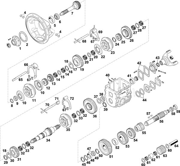 Схема Fuller-35 — GEARBOX - MID RANGE 5 SPEEDS: FS-6005 SERIES / FS-6105 SERIES