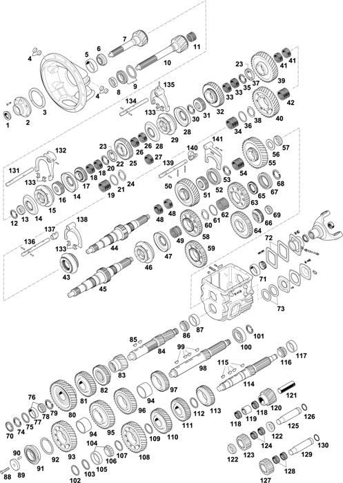 Схема Fuller-35 — GEARBOX - MID RANGE 6 SPEEDS: FS-5406N / FS-6106 SERIES / FS-6406N / FS-7206 SERIES / FS-8206A / FSO-8206 SERIES