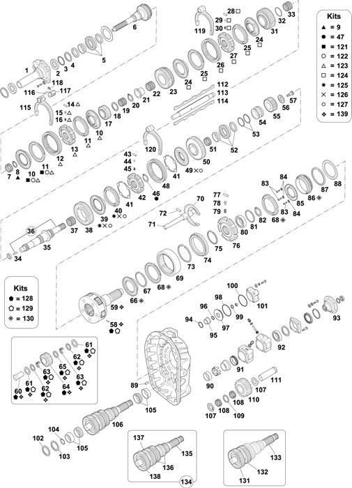 Схема Fuller-35 — GEARBOX - MID RANGE 9 SPEEDS: FSF 8209A RH H / FSH 8209A LH HH / FSOV 8209 / FSV 8209A / FSV 8209A RH / FSV 8209A LH H / FSV 8209A LH HH / FSV 8209A RH H / FSV 8209A RH HH / FSV 8209A RH H