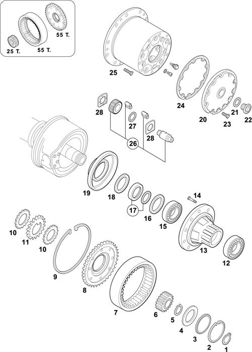 Схема MAN-56 — Wheel Hubs - Axle with Ring Gear � 233 mm: H9-1380 (Ratio of the Hub 1:3,200)