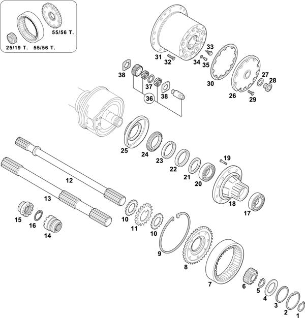 Схема MAN-56 — Wheel Hubs - Axle with Ring Gear � 300 mm: H9-13120 / H9-16120 (Ratio of the Hub 1:3,200)