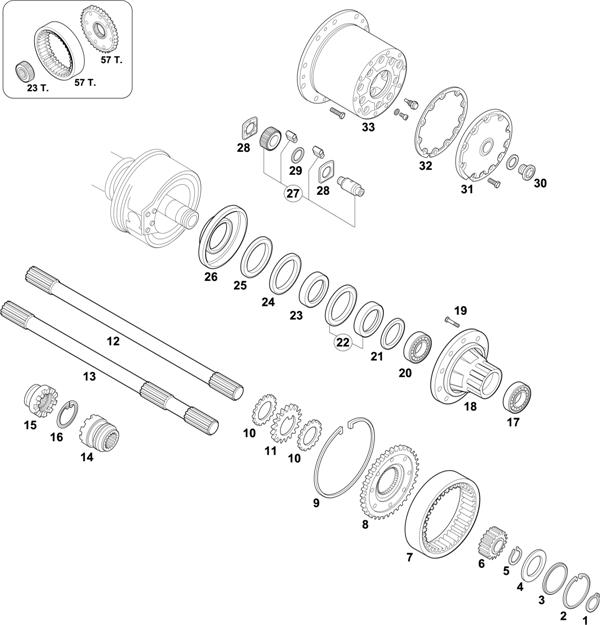 Схема MAN-56 — Wheel Hubs-Axle with Ring Gear � 300mm:HD7-13120/16120 / HD9-13120/16120 (Ratio of the Hub 1:3,478)