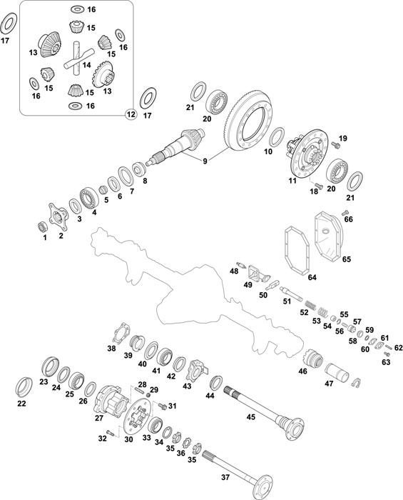 Схема Mercedes-Benz-60 — REAR AXLE: HL O/01 C-3,2 / HL O/14 C-1,7 / HL O/15 C-2,2