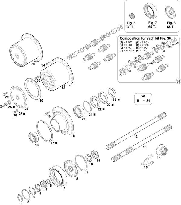 Схема Mercedes-Benz-60 — REAR AXLES HUBS: HL 7/055 DCS-13 / HL 7/56 DS-13