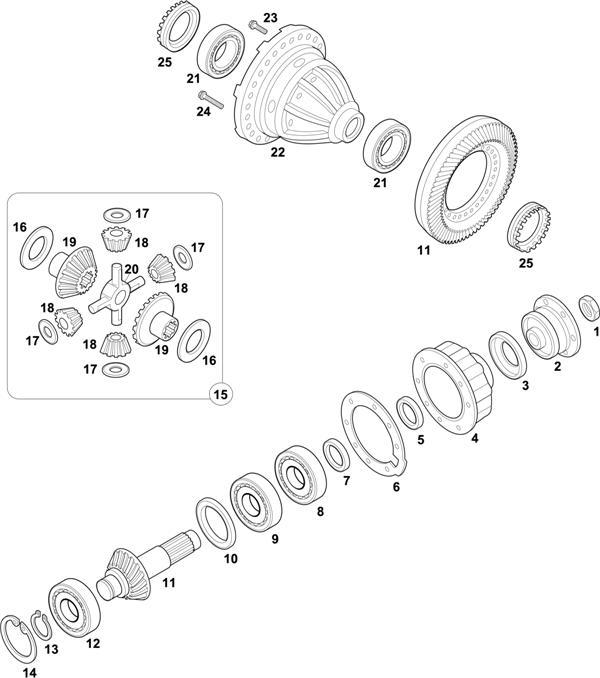 Схема Mercedes-Benz-60 — FRONT AXLE: AL 3/1-4,0 / AL 3/4-4,3 / AL 3/7-4,3 / AL 3/7 D-4,3 / AL 3/8 D-4,7 / AL 3/1-3,6