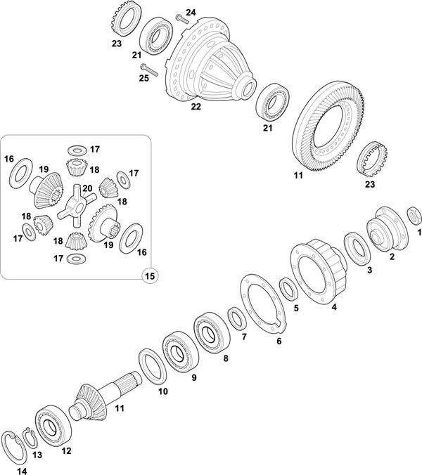 Схема Mercedes-Benz-60 — FRONT AXLE: AL 3/1-4,0 / AL 3/7-4,3 / AL 3/7 D-4,3 / AL 3/8 D-4,7 / AL 3/8 DS-4,7