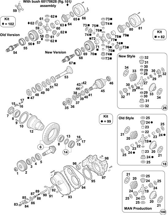 Схема Mercedes-Benz-60 — INTERMEDIATE AXLE: HD 7/2 DSG-10 / HD 7/19 DG-13 / HD 7/2 DG-10 / HD 7/19 DGS-13