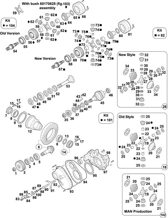 Схема Mercedes-Benz-60 — INTERMEDIATE AXLE: HD 7/2 DG-10 / HD 7/5 DG-10 / HD 7/19 DG-13