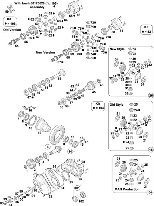 Схема Mercedes-Benz-60 — INTERMEDIATE AXLE: HD 7/2 DG-10 / HD 7/19 DGS-13
