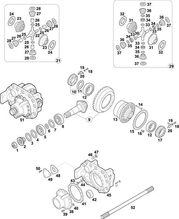 Схема Mercedes-Benz-60 — REAR AXLE: HL 7/3 D-10 / HL 7/1-10 / HL 7/1 D-10 / HL 7/10 D-9 / HL 7/1 L-10 / HL 7/18 D-13 / HL 7/3 DL-10