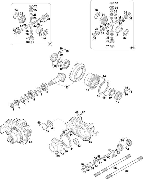 Схема Mercedes-Benz-60 — REAR AXLE: HL 7/3 D-10 / HL 7/1-10 / HL 7/18 D-13 / HL 7/1 S-10