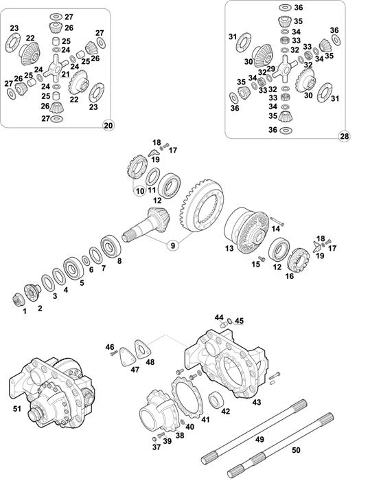 Схема Mercedes-Benz-60 — REAR AXLE: HL 7/1 DL-10 / HL 7/3 D-10 / HL 7/4 D-10 / HL 7/18 D-13