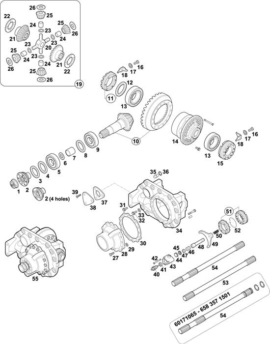 Схема Mercedes-Benz-60 — REAR AXLE: HL 7/021 D-10 / HL 7/021 DL-10 / HL 7/07 D-11,5 / HL 7/10 D-13 / HL 7/07 DL-11,5 / HL 7/015 DL-13 / HL 7/021 DS-10 / HL 7/07 DS-10 / HL 7/07 D-10