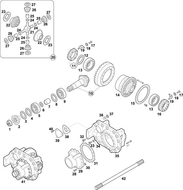 Схема Mercedes-Benz-60 — REAR AXLE: HL 7/07 D-10 / HL 7/015 DL-13 / HL 7/015 D-13 / HL 7/07 DL-10 / HL 7/021 D-10