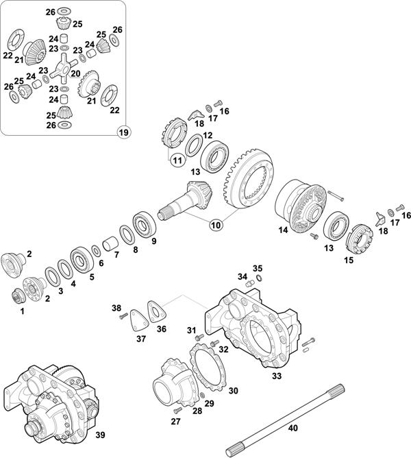 Схема Mercedes-Benz-60 — REAR AXLE: HL 7/07 D-10 / HL 7/07 DL-10 / HL 7/015 D-13 / HL 7/015 DL-13 / HL 7/07 D-11,5 / HL 7/07 DL-11,5