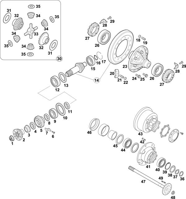 Схема Mercedes-Benz-60 — REAR AXLE: HL 4/30 DS-6,4 / HL 4/30 D-6,4 / HL 4/35 D-6,4 / HL 4/35 D-7,8