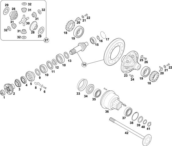 Схема Mercedes-Benz-60 — REAR AXLE: HL 2/2-4,8 / HL 2/2 L-4,8 / HL 2/3-5,7 / HL 2/4-6,4 / HL 2/4 L-6,4 / HL 2/7-7,7