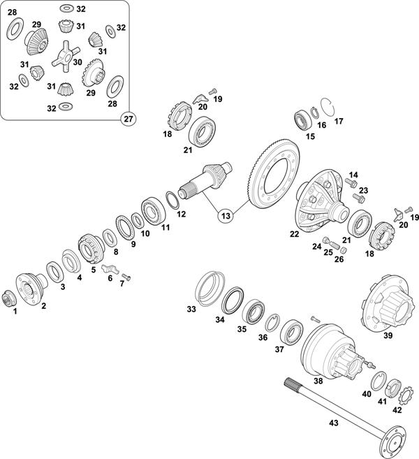 Схема Mercedes-Benz-60 — REAR AXLE: HL 2/13 D-6,4 / HL 2/14 D-6,9 / HL 2/15-5,8