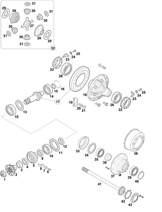 Схема Mercedes-Benz-60 — REAR AXLE: HH 4/12 - 10 / HL 4/14 - 8,8