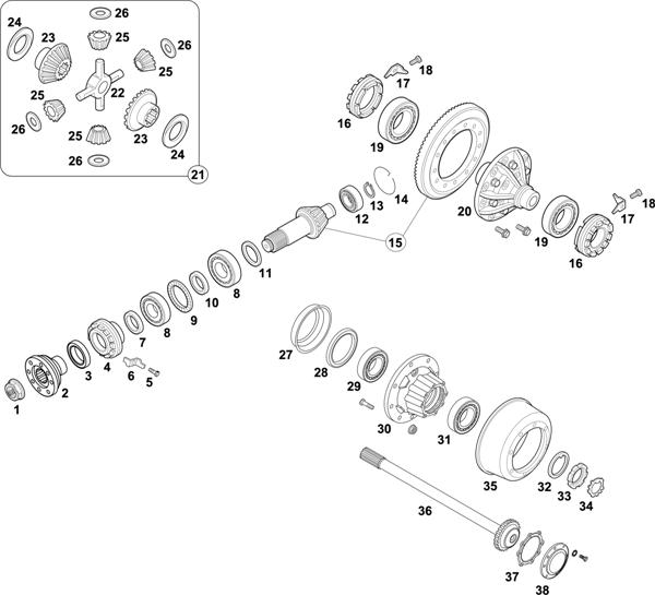 Схема Mercedes-Benz-60 — REAR AXLE: HL 4/60 D-10 / HH 4/12 D-10 / HL 4/27 D-10 BRAZIL