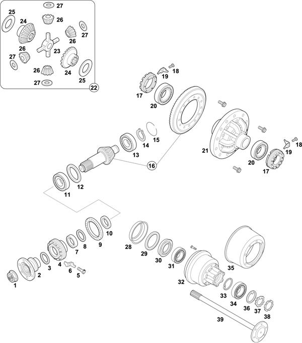 Схема Mercedes-Benz-60 — REAR AXLE: HL 2/5-4,5 BRAZIL / HL 2/16-4,7 BRAZIL / HL 2/17-5,9 BRAZIL / HL 2/15-5,9 BRAZIL