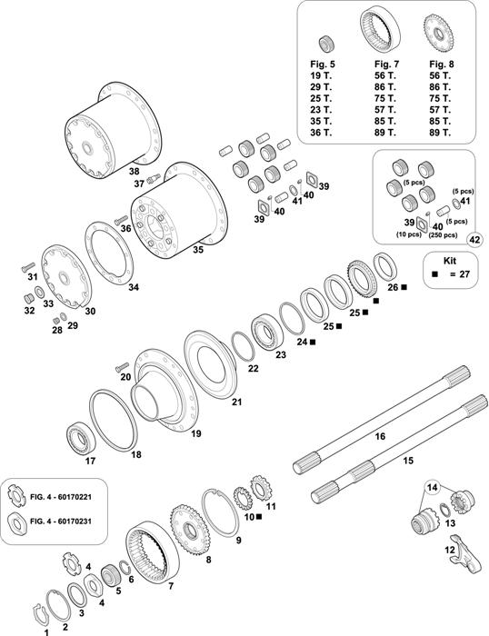 Схема Mercedes-Benz-60 — INTERMEDIATE AXLES HUBS: HD 7/2 DSG-10 / HD 7/19 DG-13 / HD 7/2 DG-10 / HD 7/19 DGS-13