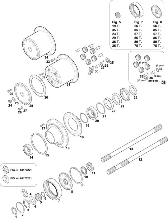 Схема Mercedes-Benz-60 — INTERMEDIATE AXLES HUBS: HD 7/5 DG-10 / HD 7/2 DG-10 / HD 7/19 DG-13