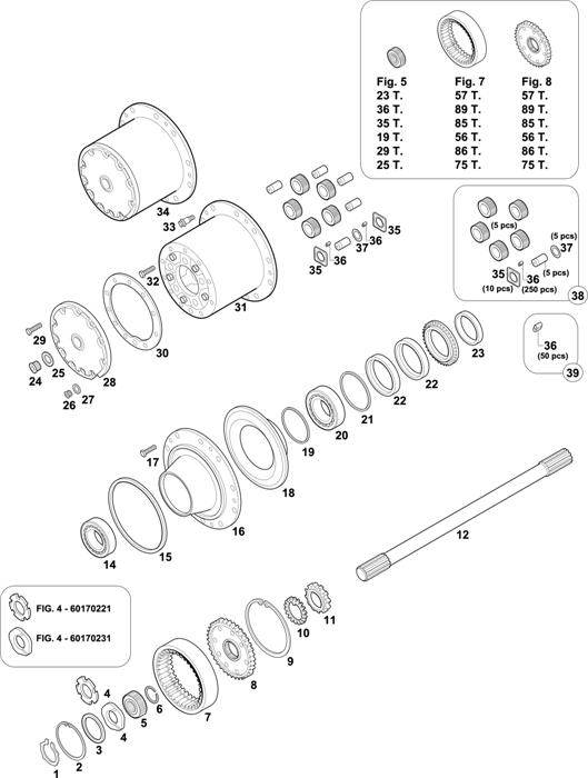 Схема Mercedes-Benz-60 — INTERMEDIATE AXLES HUBS: HD 7/09 DG-10 / HD 7/014 DGS-16 / HD 7/016 DG-13 / HD 7/016 DSG-13 / HD 7/014 DG-16