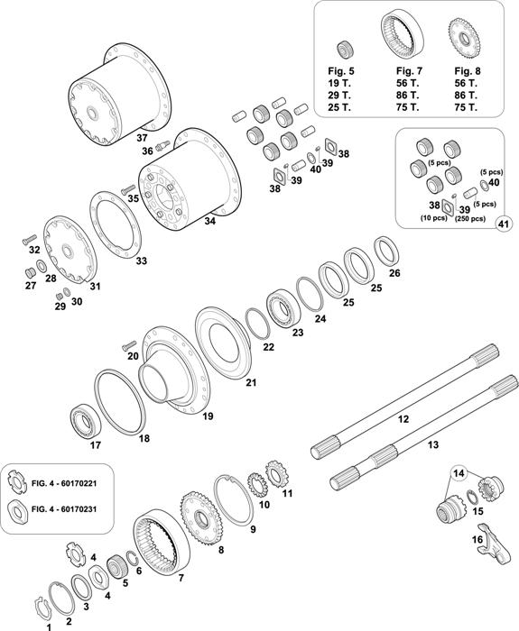 Схема Mercedes-Benz-60 — REAR AXLES HUBS: HL 7/3 D-10 / HL 7/1-10 / HL 7/18 D-13 / HL 7/1 S-10