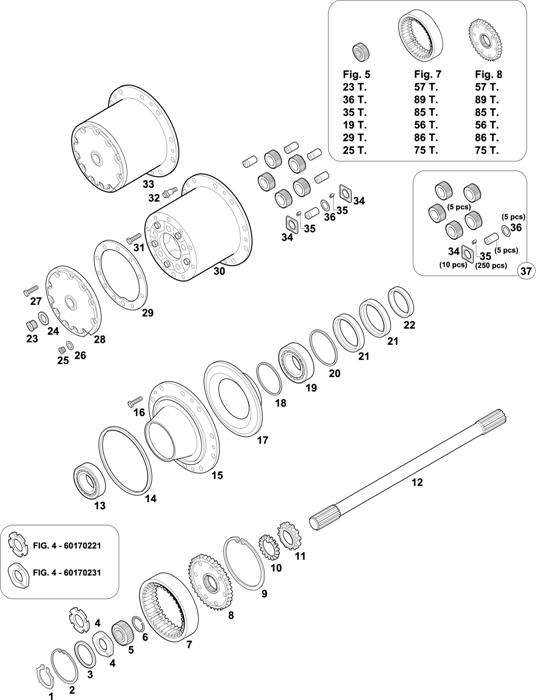 Схема Mercedes-Benz-60 — REAR AXLES HUBS: HL 7/18 D-13 / HL 7/1-10 / HL 7/1 D-10 / HL 7/1 DL-10