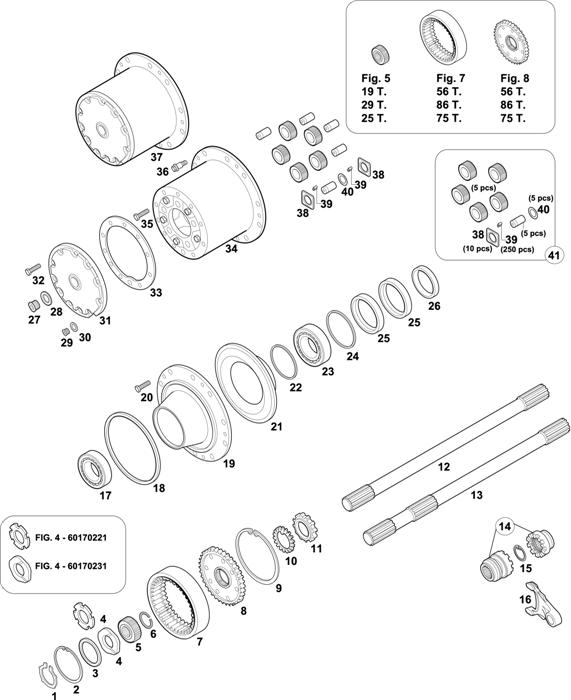 Схема Mercedes-Benz-60 — REAR AXLES HUBS: HL 7/24 DS-9 / HL 7/1 D-10 / HL 7/3 D-10 / HL 7/1 DL-10