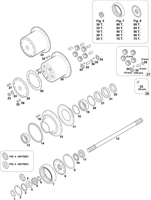 Схема Mercedes-Benz-60 — REAR AXLES HUBS: HO 7/8 DL-10