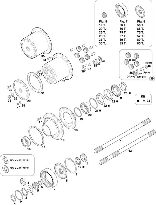 Схема Mercedes-Benz-60 — REAR AXLES HUBS: HL 7/4 D-10 / HL 7/1 DL-10 / HL 7/3 D-10 / HL 7/18 D-13