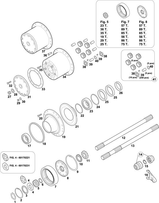 Схема Mercedes-Benz-60 — REAR AXLES HUBS: HL 7/18 D-13 / HL 7/3 D-10 / HL 7/18 DS-13 / HL 7/24 DS-9