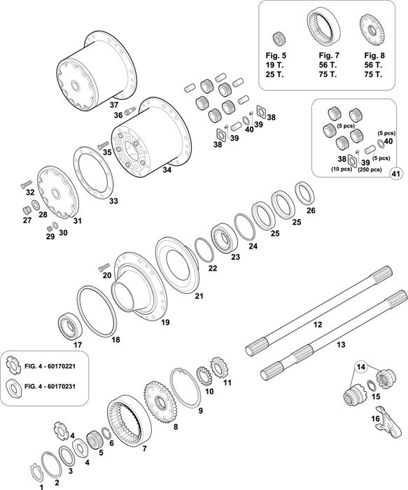 Схема Mercedes-Benz-60 — REAR AXLES HUBS: HL 7/18 DS-13 TURKEY / HL 7/18 D-13 TURKEY