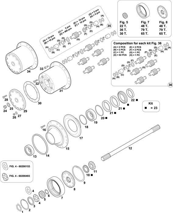 Схема Mercedes-Benz-60 — REAR AXLES HUBS: HO 7/9 DL-10