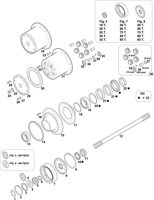Схема Mercedes-Benz-60 — REAR AXLES HUBS: HL 7/1 D-10 / HL 7/26 D-12,3 / HL 7/26 DL-12,3 / HL 7/1 DL-10 / HL 7/26 D-11,5