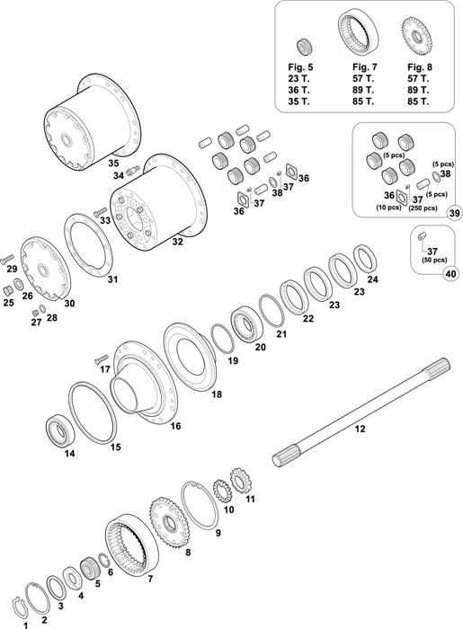 Схема Mercedes-Benz-60 — REAR AXLES HUBS: HL 7/07 D-10 / HL 7/013 D-16 / HL 7/015 D-13 / HL 7/07 DL-10 / HL 7/015 DL-13