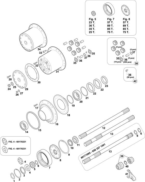 Схема Mercedes-Benz-60 — REAR AXLES HUBS: HL 7/021 D-10 / HL 7/021 DL-10 / HL 7/07 D-11,5 / HL 7/10 D-13 / HL 7/07 DL-11,5 / HL 7/015 DL-13 / HL 7/021 DS-10 / HL 7/07 DS-10 / HL 7/07 D-10