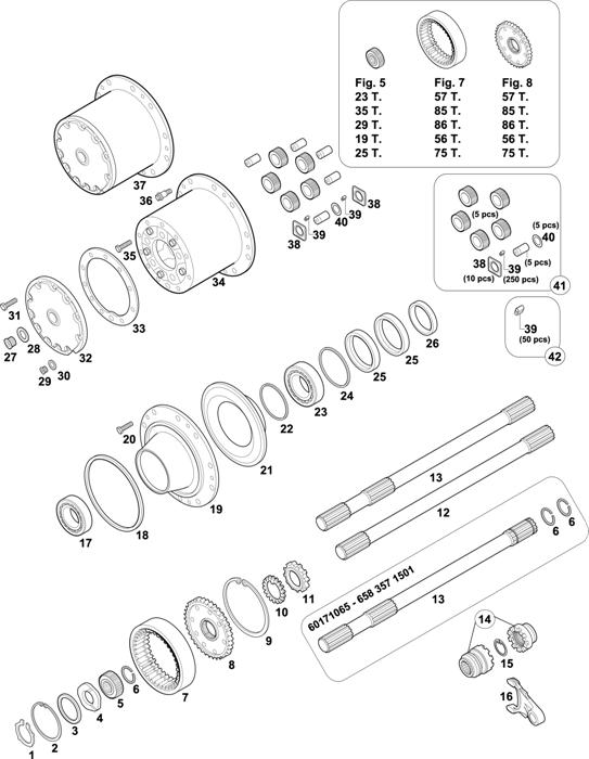 Схема Mercedes-Benz-60 — REAR AXLES HUBS: HL 7/015 D-13 TURKEY / HL 7/013 DS-16 TURKEY